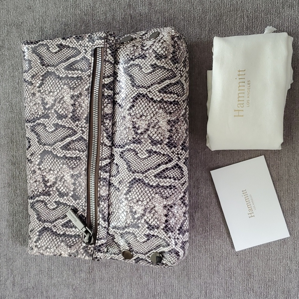 Hammitt VIP Med Leather Crossbody Clutch in Snake/Gunmetal
